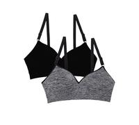 Fruit of the Loom Women's Seamless Wire Free Push-up Bra, Opaque, Black Hue/Charcoal Heather 2-Pack, 36B (Pack of 2)