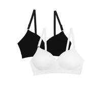 Fruit of the Loom Women's Seamless Wire Free Push-up Bra, Opaque, Black Hue/White 2-Pack, 38C (Pack of 2)