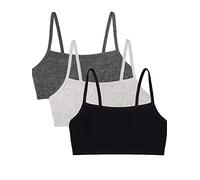 Fruit of the Loom Women's Spaghetti Strap Cotton Sports Bra-All-Day Comfort, Opaque, Black/Heather Grey/Charcoal, 34 (Pack of 3)