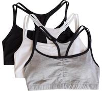 Fruit of the Loom Womens Spaghetti Strap Cotton Pullover Sports Bra, Grey with Black/White/Black, 40