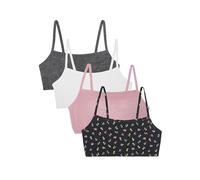 Fruit of the Loom Women's Spaghetti Strap Cotton Pullover Sports Bra Value Pack, Dancing Rosebuds/Lilas/White/Charcoal, 40 (Pack of 4)