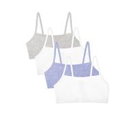 Fruit of the Loom Women's Spaghetti Strap Cotton Sports Bra, Heather Grey/White/White/Blue Heather 4-Pack, 32 (Pack of 4)