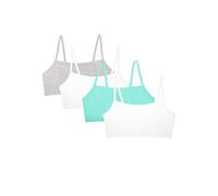 Fruit of the Loom Women's Spaghetti Strap Cotton Pullover Sports Bra Value Pack, Mint chip/White/Grey Heather/White, 6 (Pack of 4)