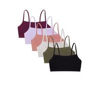 Fruit of the Loom Women's Spaghetti Strap Cotton Pullover Sports Bra Value Pack, Opaque, Black/Heather Grey/Olive/Purple/Lilac/Dusk, 40 (Pack of 6)
