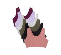 Fruit of the Loom Women's Spaghetti Strap Cotton Pullover Sports Bra Value Pack, Opaque, Black/Heather Grey/Olive/Purple/Lilac/Dusk, 36 (Pack of 6)
