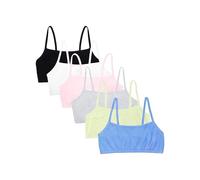 Fruit of The Loom Women's Spaghetti Strap Cotton Pullover Sports Bra Value Pack, Opaque, Cornflower Blue/Lentil/White/Kitty Pink/Grey Heather/Black Hue, 34 (Pack of 6)