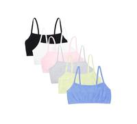 Fruit of the Loom Women's Spaghetti Strap Cotton Pullover Sports Bra Value Pack, Opaque, Cornflower Blue/Lentil/White/Kitty Pink/Grey Heather/Black Hue, 36 (Pack of 6)