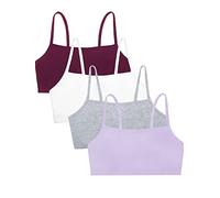 Fruit of the Loom Women's Spaghetti Strap Cotton Pullover Sports Bra Value Pack, Opaque, Purple/White/Lilac/Grey, 38 (Pack of 4)