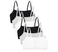 Fruit of the Loom Women's Spaghetti Strap Cotton Pullover Sports Bra Value Pack, Opaque, White/Heather Grey/Black-6 Pack, 32 (Pack of 6)
