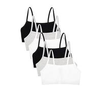 Fruit of the Loom Women's Spaghetti Strap Cotton Pullover Sports Bra Value Pack, Opaque, White/Heather Grey/Black-6 Pack, 36 (Pack of 6)