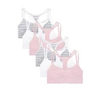 Fruit of the Loom Women's Spaghetti Strap Cotton Pullover Sports Bra Value Pack, Stripe/Stripe/White/White/Blush/Blush, 44