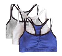 Fruit of the Loom Women's 3 Pack Spaghetti Sports Bra, Navy Heather/White/Grey, 32
