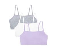 Fruit of the Loom Women's Spaghetti Strap Cotton Sports Bra-All-Day Comfort, Opaque, Lilac Whisper/White/Grey Heather, 32 (Pack of 3)