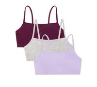 Fruit of the Loom Women's Spaghetti Strap Cotton Sports Bra-All-Day Comfort, Opaque, Purple Velvet/Heather Grey/Lilac, 36 (Pack of 3)