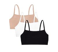 Fruit of the Loom Women's Spaghetti Strap Cotton Sports Bra-All-Day Comfort, Opaque, White/Sand/Black, 42 (Pack of 3)