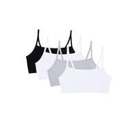 Fruit of the Loom Women's Spaghetti Strap Cotton Sports Bra, Black/White/White/Heather Grey 4-Pack, 34 (Pack of 4)