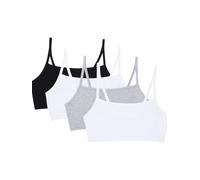 Fruit of the Loom Women's Spaghetti Strap Cotton Sports Bra, Opaque, Black/White/White/Heather Grey 4-Pack, 12 (Pack of 4)
