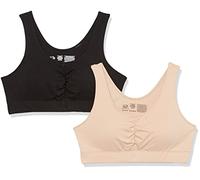 Fruit of the Loom Women's Sports Bra with Cookies Bras, Opaque (Pack of 2), Sand/Black, 12