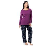 Fruit of the Loom Women's Sueded Jersey Crew Top and Fleece Pant Sleep Set, Berry/Multi Confetti, 4XL Plus