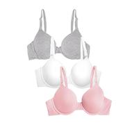 Fruit of the Loom Women's T-Shirt Bra, Opaque, Blushing Rose/White/Grey Heather, 36B