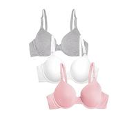 Fruit of the Loom Women's T-Shirt Bra, Opaque, Blushing Rose/White/Grey Heather, 38B (Pack of 3)