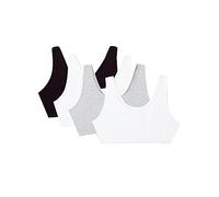 Fruit of the Loom Women's Tank Style Cotton Sports Bra, Black/White/White/Heather Grey 4-Pack, 42 (Pack of 4)