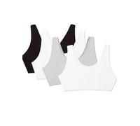 Fruit of the Loom Women's Tank Style Cotton Sports Bra, Black/White/White/Heather Grey 4-Pack, 42 (Pack of 4)