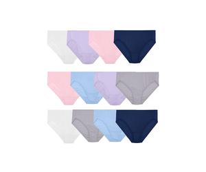 Fruit of the Loom Women's Underwear Microfiber Panties (Regular & Plus Size) Hi Cut - 12 Pack - Assorted 6