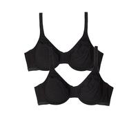 Fruit of The Loom Women's Unlined Underwire Bra-Cotton & Spandex Blend for Natural Shape and Flexibility, Black Hue/Black Hue, 34DD