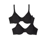 Fruit of the Loom Women's Unlined Underwire Bra-Cotton & Spandex Blend for Natural Shape and Flexibility, Black Hue/Black Hue, 36DD