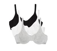 Fruit of the Loom Women's Cotton Stretch Extreme Comfort Bra T-Shirt, Opaque, Blk/White 86ck/ Grey Heather, 38C (Pack of 3)