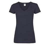 FRUIT OF THE LOOM Women's V-neck Valueweight T Shirt, Blue - Deep Navy, XL UK