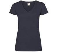 Fruit of the Loom Women's V-neck Valueweight T Shirt, Navy, S UK