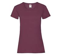 FRUIT OF THE LOOM Women's Valueweight Short Sleeve T Shirt, Burgundy, XL UK