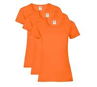 Fruit of the Loom Women's Valueweight T-Shirt 3 Pack, Orange, 12 (Size: M/12)
