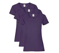 Fruit of the Loom Women's Valueweight T-Shirt 3 Pack, Purple, 12 (Size: M/12)