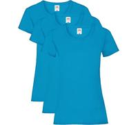 Fruit of the Loom Women's Valueweight T-Shirt 3 Pack, Blue (Azure Blue), 12 (Size: M/12)