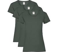 Fruit of the Loom Women's Valueweight T-Shirt 3 Pack, Green (Bottle Green), 14 (Size: L/14)