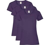 Fruit of the Loom Women's Valueweight T-Shirt 3 Pack Regular Fit Plain Crew Neck Short Sleeve T - Shirt, Purple (Purple), 14 (Manufacturer Size:L/14)