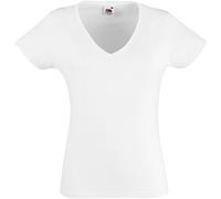 Fruit of the Loom Women's Valueweight V-Neck T Lady-fit T-Shirt, White (White 000), Large