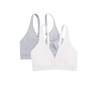 Fruit of the Loom Women's Wirefree Cotton Bralette Bra, Opaque, Heather Grey/White, 38C (Pack of 2)