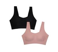Fruit of The Loom Women's Wireless Full Coverage Bra-Smooth, Supportive & All-Day Comfort Fit, Opaque, Black/Rose Shadow, L