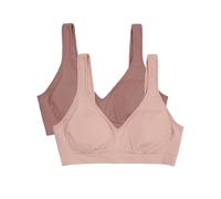 Fruit of The Loom Women's Wireless Seamless Bra, Opaque, Rose Shadow/Premium Plum, M (Pack of 2)