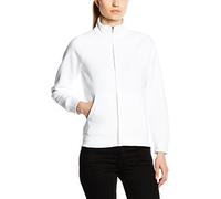 FRUIT OF THE LOOM Women's Zip Front Premium Sweater, White, M UK