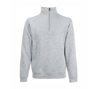 FRUIT OF THE LOOM ZIP NECK SWEATSHIRT - 6 COLOURS (XL - 45/47", HEATHER GREY)