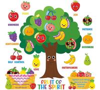 Fruit of The Spirit Bulletin Board Set Classroom Decorations Bible Religious Paper Cutouts for Kids Back to School Tree Wall Decor for Sunday School Christian Nursery Chalkboard Door Teacher Supplies