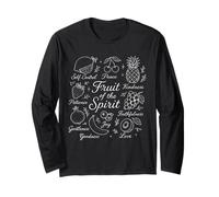 Fruit of The Spirit Christian Faith Retro Bible Verse Design Long Sleeve T-Shirt