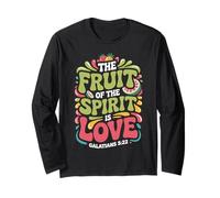Fruit of the Spirit Is Love Galatians 5:22 Retro Bible Verse Long Sleeve T-Shirt