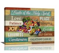 Fruit Of The Spirit Wall Art Christian Fruits Pictures Wall Decor Bible Verse Canvas Prints Poster Framed Artwork Paintings Home Decorations for Kitchen Living Room Bedroom Dining Room 16"x12"