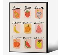 Fruit of The Spirit Wall Art Retro Christian Canvas Posters Bible Verse Art Prints 12x16inch Black Framed Food Fruit Wall Decor Christian Aesthetic Room Decor